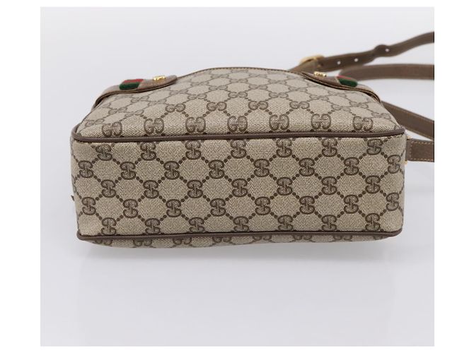 Borsa GUCCI GG Supreme Web Sherry Line PVC Beige Gold 93 02 049 Auth 199656 D'oro - vista 9
