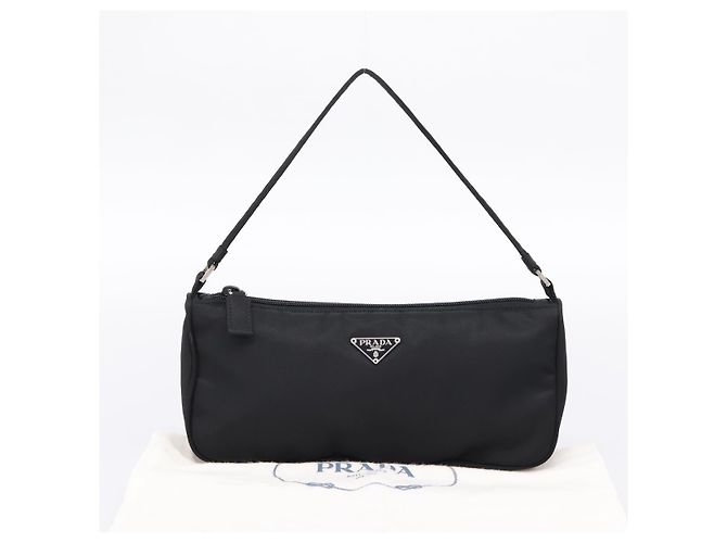 PRADA Accessory Pouch Nylon Black Silver Auth 200929V Silvery - view 12