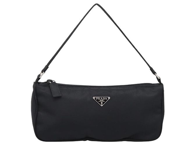 PRADA Accessory Pouch Nylon Black Silver Auth 200929V Silvery - view 13