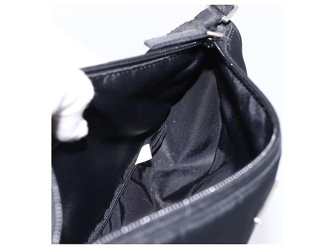 PRADA Accessory Pouch Nylon Black Silver Auth 200929V Silvery - view 14