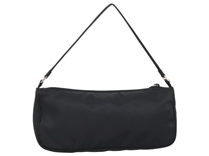 PRADA Accessory Pouch Nylon Black Silver Auth 200929V Silvery - view 2