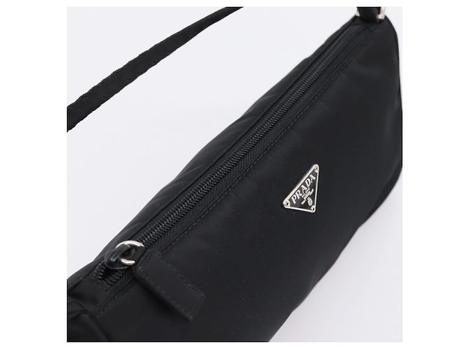 PRADA Accessory Pouch Nylon Black Silver Auth 200929V Silvery - view 5