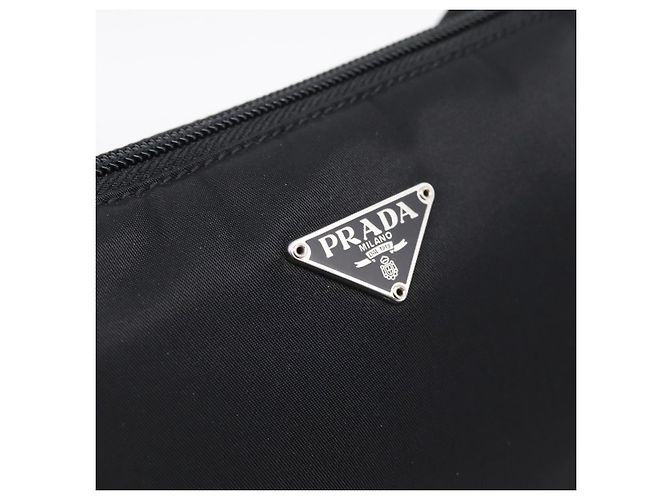 PRADA Accessory Pouch Nylon Black Silver Auth 200929V Silvery - view 6