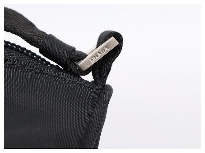 PRADA Accessory Pouch Nylon Black Silver Auth 200929V Silvery - view 7