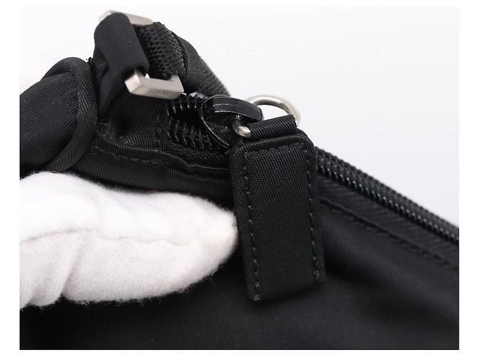 PRADA Accessory Pouch Nylon Black Silver Auth 200929V Silvery - view 8