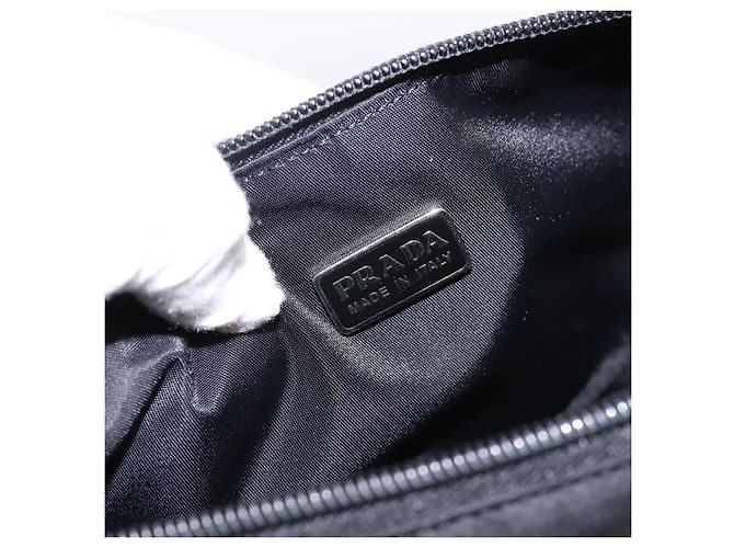 PRADA Accessory Pouch Nylon Black Silver Auth 200929V Silvery - view 9