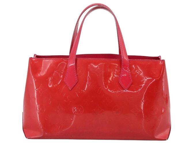 LOUIS VUITTON Monogram Vernis Wilshire PM Hand Bag Rose Pop M93643 Auth 198966 Rosa - vista 2