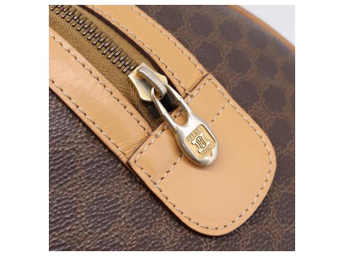 Céline CELINE Borsa mini Boston in tela Macadam PVC Pelle Marrone Oro Auth 197824V D'oro - vista 10