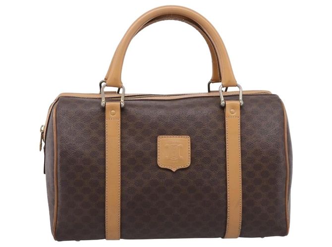 Céline CELINE Borsa mini Boston in tela Macadam PVC Pelle Marrone Oro Auth 197824V D'oro - vista 13