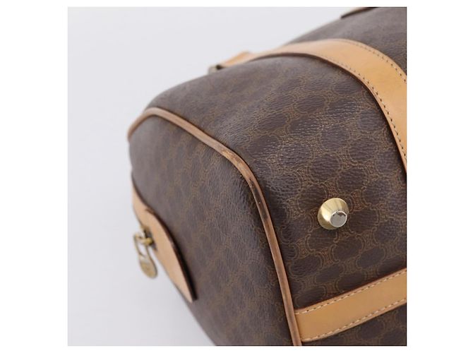 Céline CELINE Borsa mini Boston in tela Macadam PVC Pelle Marrone Oro Auth 197824V D'oro - vista 14