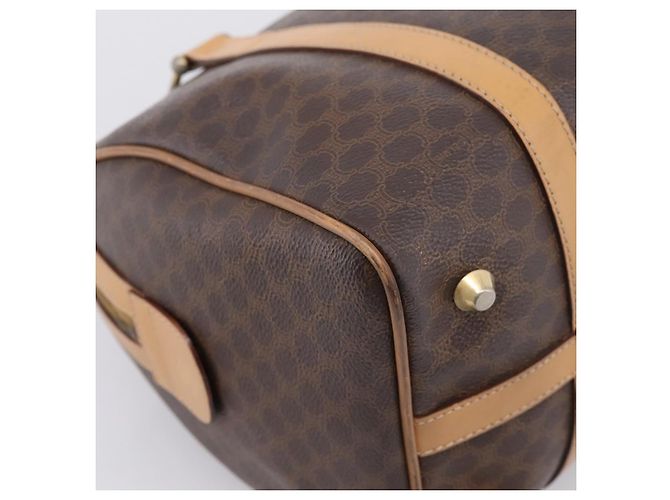 Céline CELINE Borsa mini Boston in tela Macadam PVC Pelle Marrone Oro Auth 197824V D'oro - vista 16