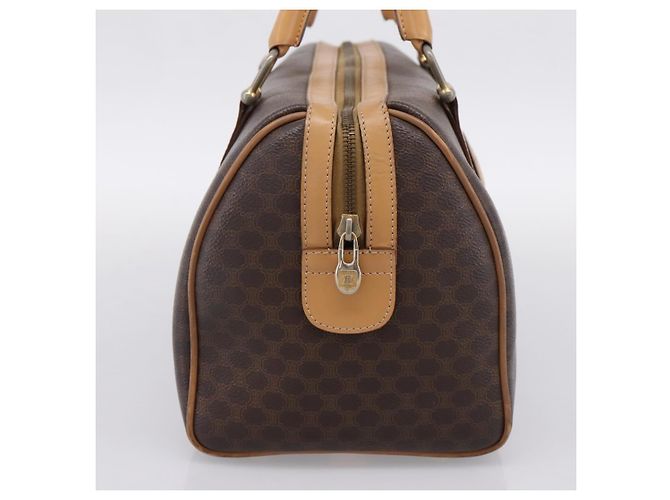 Céline CELINE Borsa mini Boston in tela Macadam PVC Pelle Marrone Oro Auth 197824V D'oro - vista 3