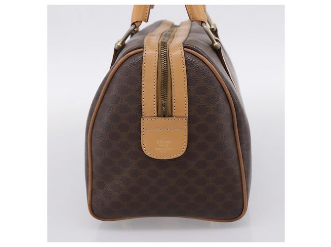 Céline CELINE Borsa mini Boston in tela Macadam PVC Pelle Marrone Oro Auth 197824V D'oro - vista 4