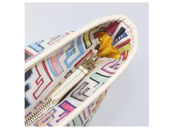 FENDI Zucca Canvas Tote Bag PVC Multicolor Gold Auth 199579A Mehrfarben Golden - Ansicht 10