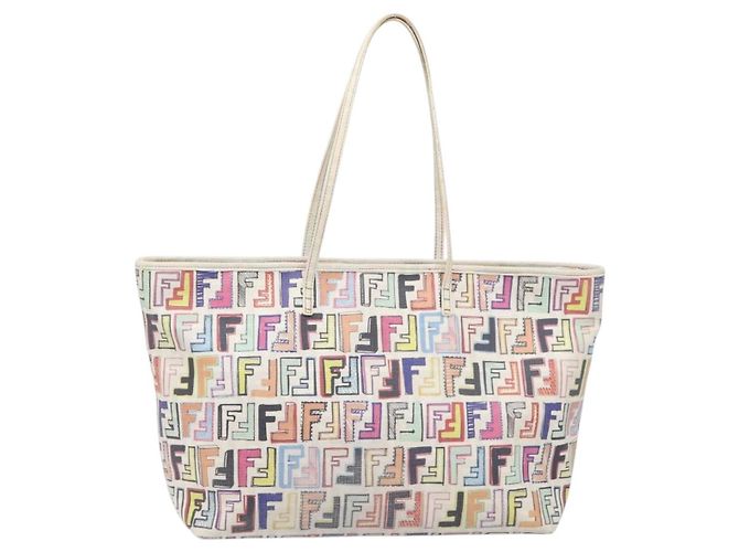 FENDI Zucca Canvas Tote Bag PVC Multicolor Gold Auth 199579A Mehrfarben Golden - Ansicht 13