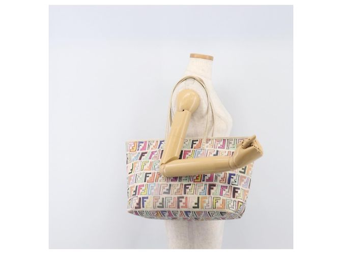 FENDI Zucca Canvas Tote Bag PVC Multicolor Gold Auth 199579A Mehrfarben Golden - Ansicht 22