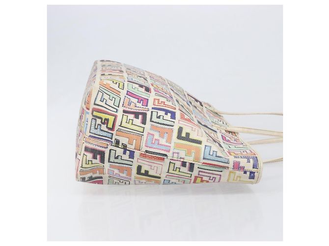 FENDI Zucca Canvas Tote Bag PVC Multicolor Gold Auth 199579A Mehrfarben Golden - Ansicht 3