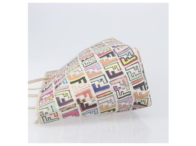 FENDI Zucca Canvas Tote Bag PVC Multicolor Gold Auth 199579A Mehrfarben Golden - Ansicht 4