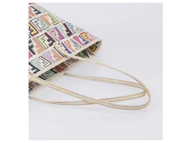 FENDI Zucca Canvas Tote Bag PVC Multicolor Gold Auth 199579A Mehrfarben Golden - Ansicht 7