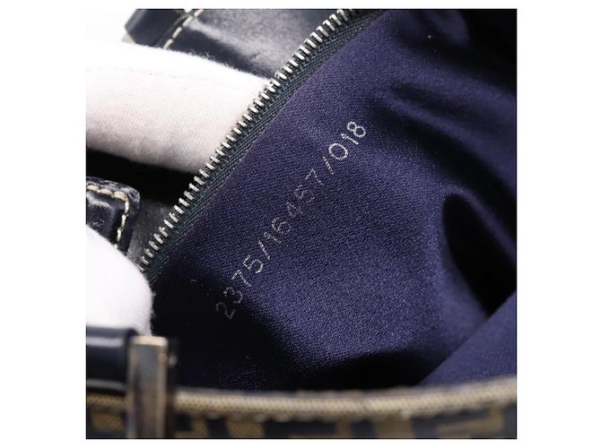 Borsa a mano FENDI Zucchino Canvas Navy Silver Auth BA15304 Argento Blu navy - vista 12