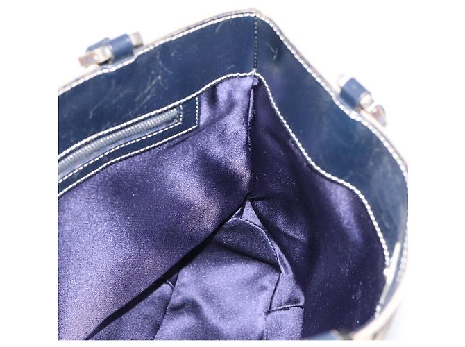 Borsa a mano FENDI Zucchino Canvas Navy Silver Auth BA15304 Argento Blu navy - vista 18