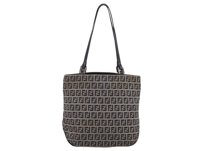 Borsa a mano FENDI Zucchino Canvas Navy Silver Auth BA15304 Argento Blu navy - vista 2