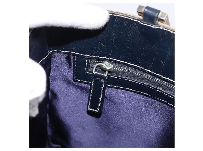 Borsa a mano FENDI Zucchino Canvas Navy Silver Auth BA15304 Argento Blu navy - vista 20