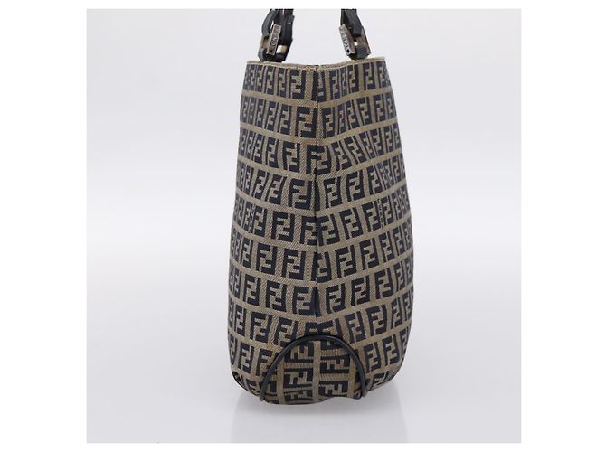 Borsa a mano FENDI Zucchino Canvas Navy Silver Auth BA15304 Argento Blu navy - vista 3