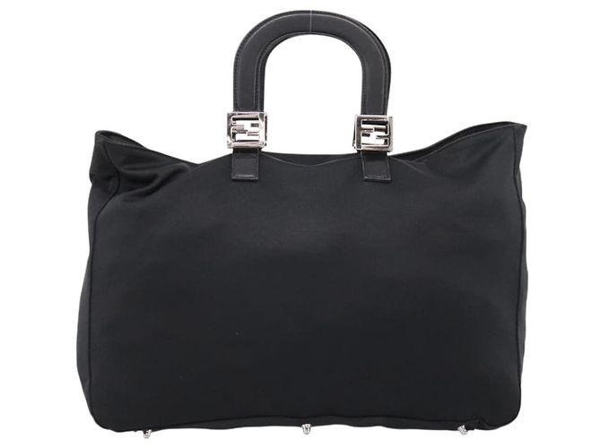 Borsa a mano FENDI in jersey di cotone Nero Argento Auth ka5894 - vista 13