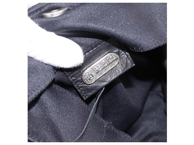 Borsa a mano FENDI in jersey di cotone Nero Argento Auth ka5894 - vista 17