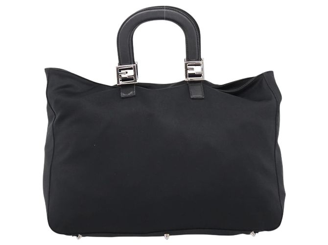 Borsa a mano FENDI in jersey di cotone Nero Argento Auth ka5894 - vista 2