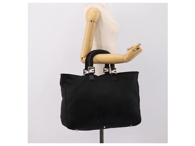 Borsa a mano FENDI in jersey di cotone Nero Argento Auth ka5894 - vista 23