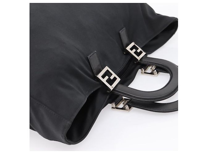 Borsa a mano FENDI in jersey di cotone Nero Argento Auth ka5894 - vista 6