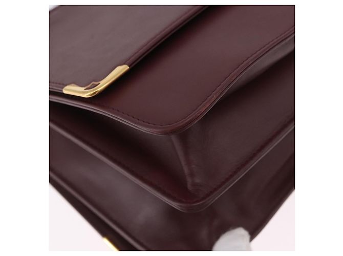 Borsa a tracolla CARTIER Must Line in pelle Bordeaux Gold Auth ka5924 D'oro Bordò - vista 10
