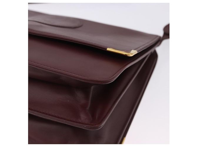 Borsa a tracolla CARTIER Must Line in pelle Bordeaux Gold Auth ka5924 D'oro Bordò - vista 11