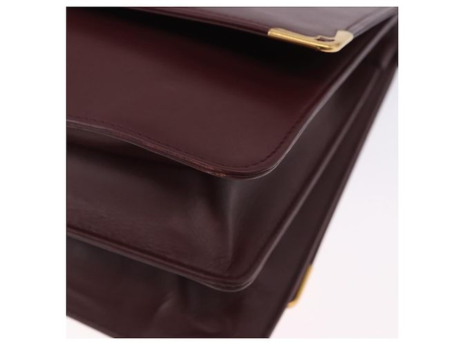 Borsa a tracolla CARTIER Must Line in pelle Bordeaux Gold Auth ka5924 D'oro Bordò - vista 13