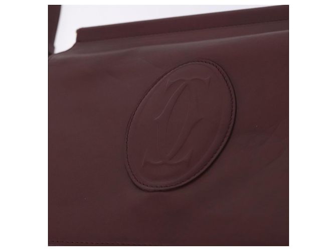 Borsa a tracolla CARTIER Must Line in pelle Bordeaux Gold Auth ka5924 D'oro Bordò - vista 14