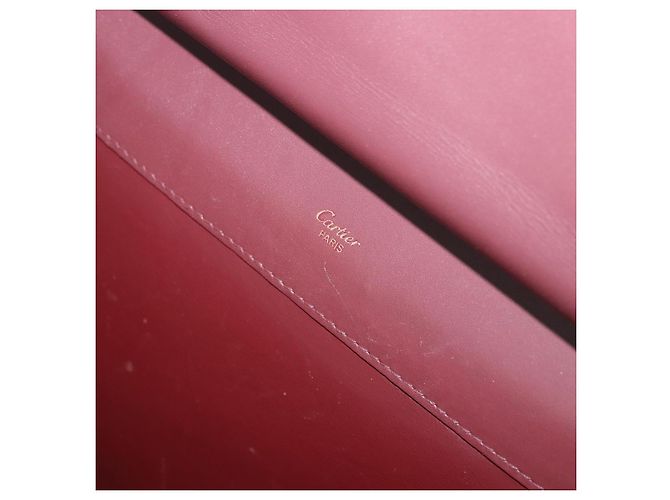 Borsa a tracolla CARTIER Must Line in pelle Bordeaux Gold Auth ka5924 D'oro Bordò - vista 16