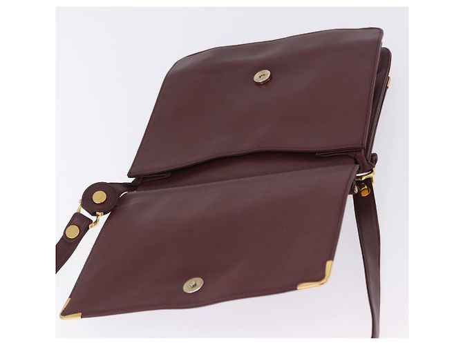 Borsa a tracolla CARTIER Must Line in pelle Bordeaux Gold Auth ka5924 D'oro Bordò - vista 20