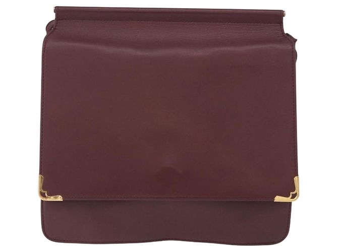 Borsa a tracolla CARTIER Must Line in pelle Bordeaux Gold Auth ka5924 D'oro Bordò - vista 3
