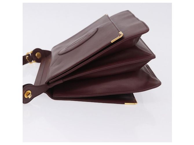 Borsa a tracolla CARTIER Must Line in pelle Bordeaux Gold Auth ka5924 D'oro Bordò - vista 5