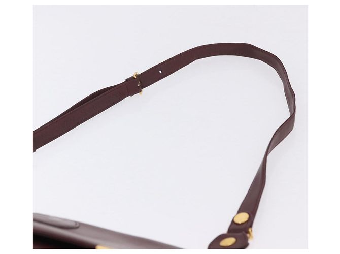 Borsa a tracolla CARTIER Must Line in pelle Bordeaux Gold Auth ka5924 D'oro Bordò - vista 8