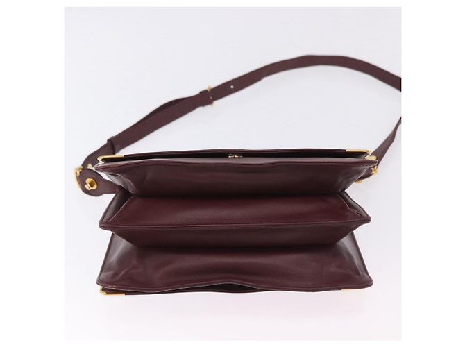 Borsa a tracolla CARTIER Must Line in pelle Bordeaux Gold Auth ka5924 D'oro Bordò - vista 9
