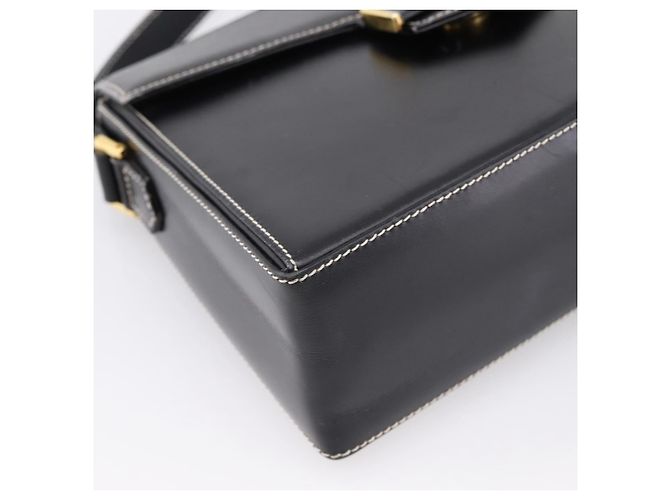 Christian Dior Shoulder Bag Leather Black Gold Auth ka5898 Nero D'oro - vista 11