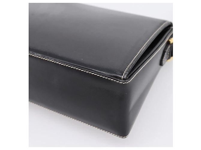 Christian Dior Shoulder Bag Leather Black Gold Auth ka5898 Nero D'oro - vista 12