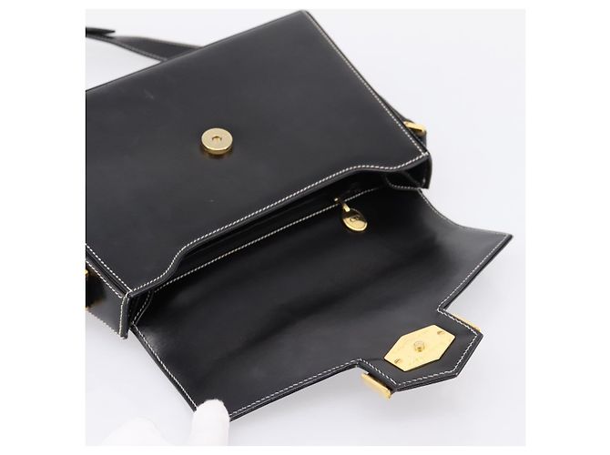 Christian Dior Shoulder Bag Leather Black Gold Auth ka5898 Nero D'oro - vista 14