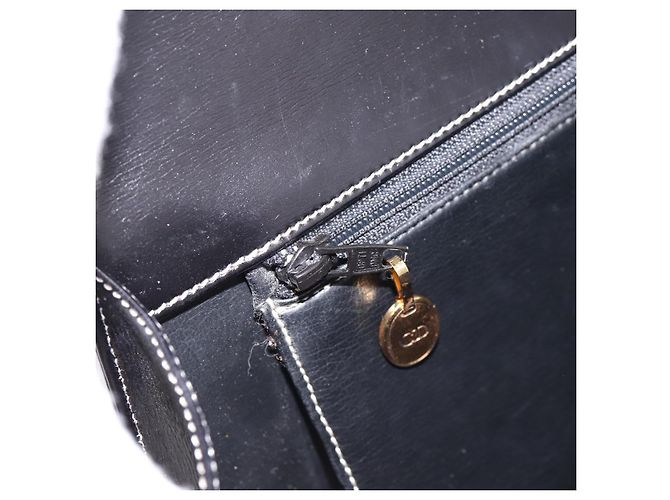 Christian Dior Shoulder Bag Leather Black Gold Auth ka5898 Nero D'oro - vista 18