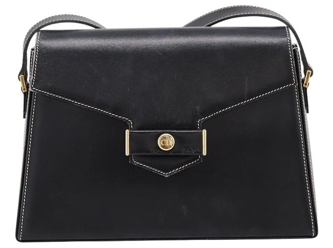 Christian Dior Shoulder Bag Leather Black Gold Auth ka5898 Nero D'oro - vista 2