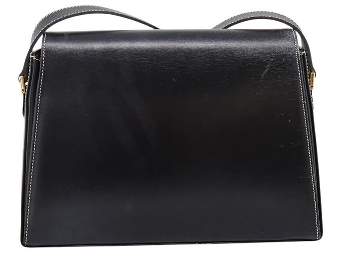 Christian Dior Shoulder Bag Leather Black Gold Auth ka5898 Nero D'oro - vista 3