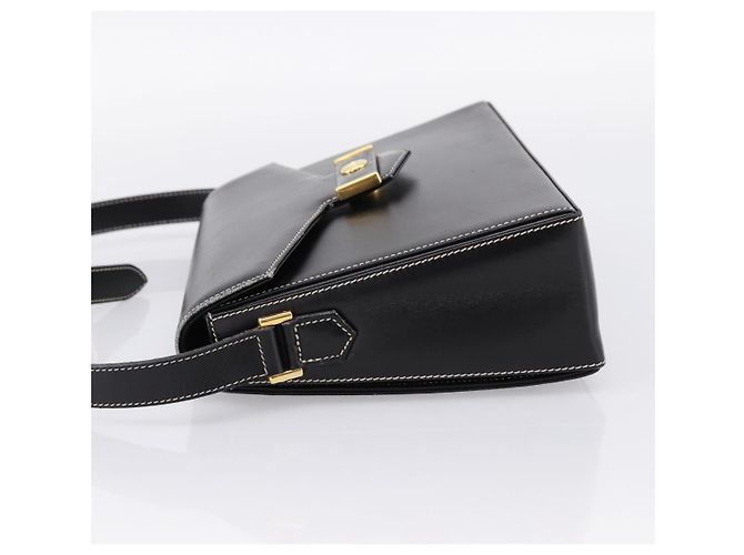 Christian Dior Shoulder Bag Leather Black Gold Auth ka5898 Nero D'oro - vista 4